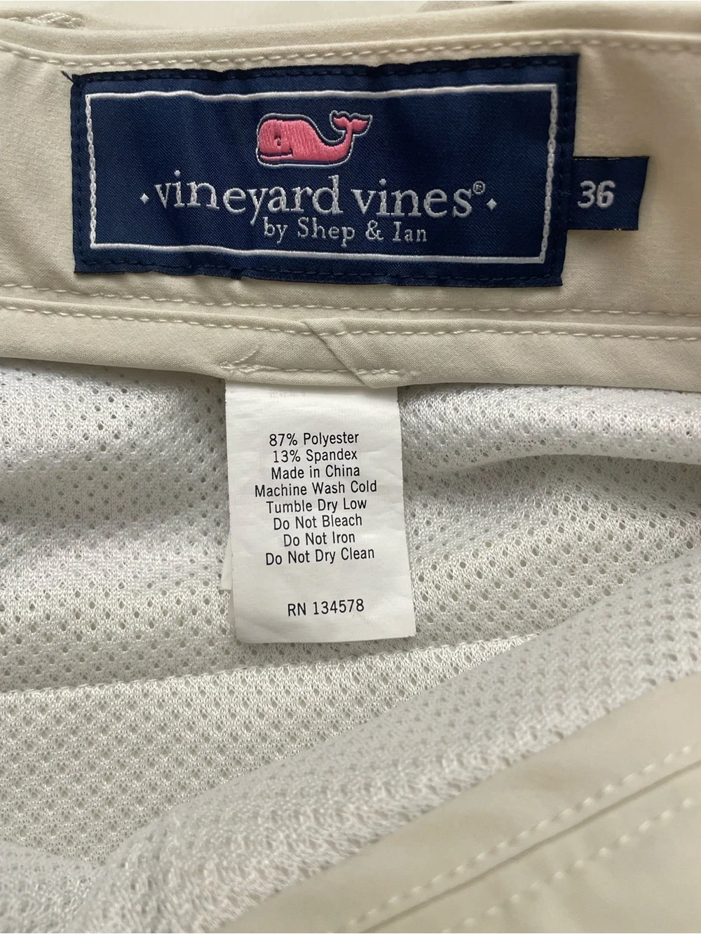 Vineyard Vines Beige Flat Front Performance Shorts